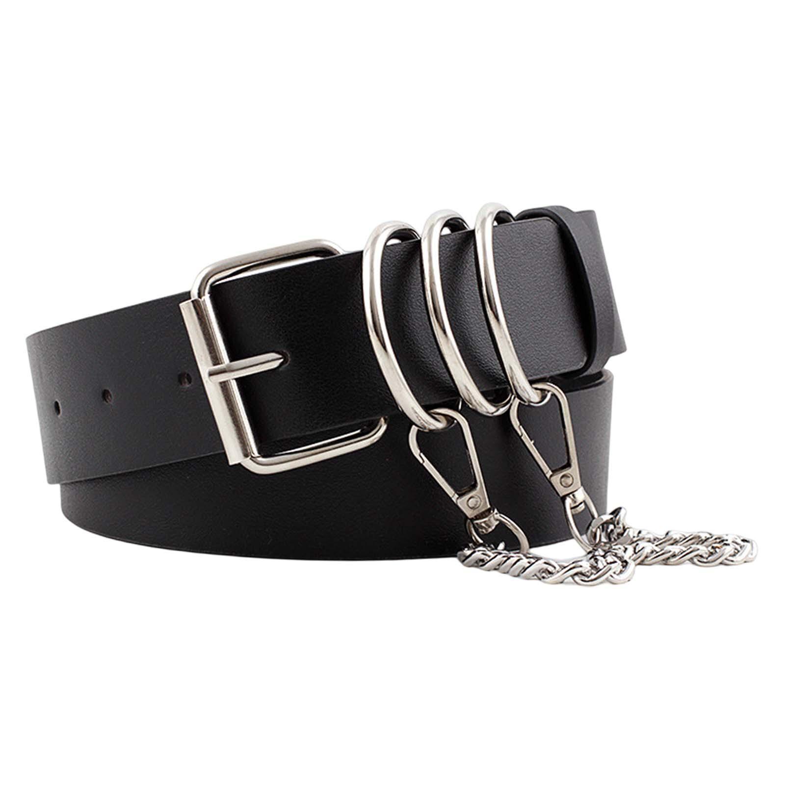 Punk Women Waist Belt PU Leather Belt with Chain for Lady Girls Corset Dress