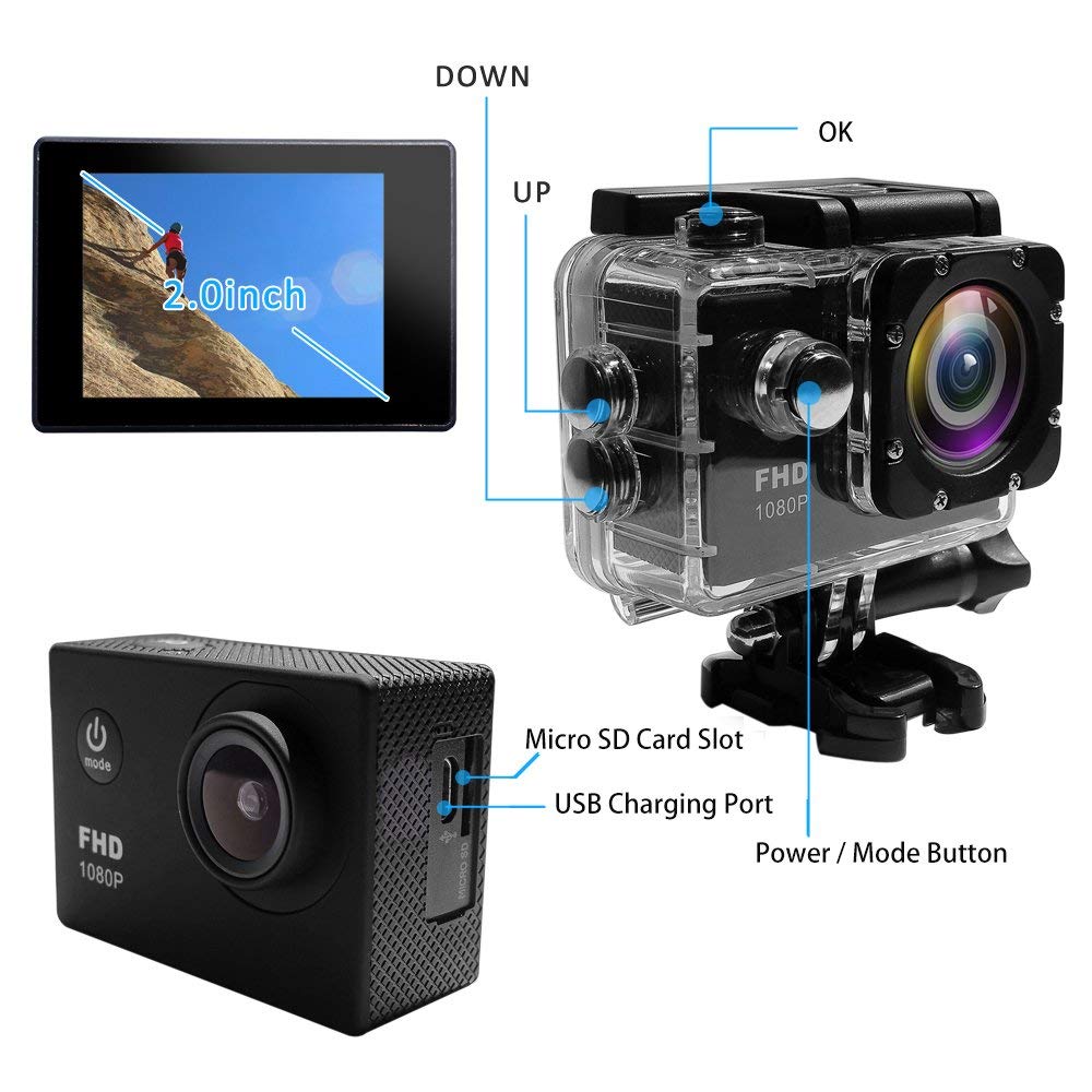 Camera hành động Waterproof Sports Cam 1080 Full HD Chống Nước