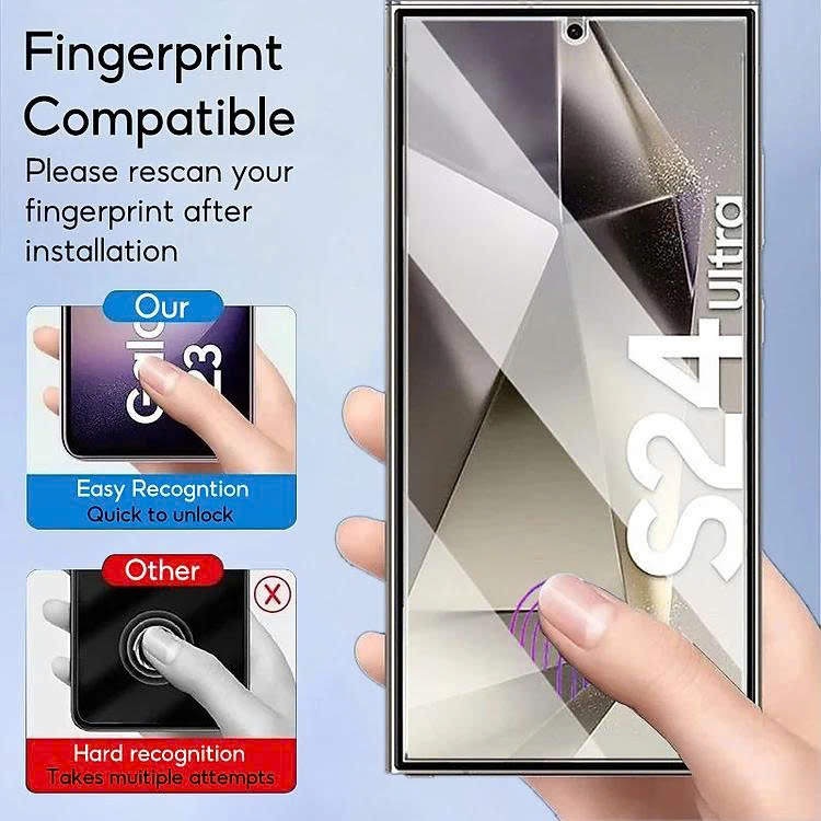 Kính Cường Lực chống nhìn trộm Cho Samsung Galaxy S24 Ultra / S25 Ultra / S26Ultra 5G loại sử dụng vân tay được, có lớp kháng khuẩn - Hàng Chính Hãng