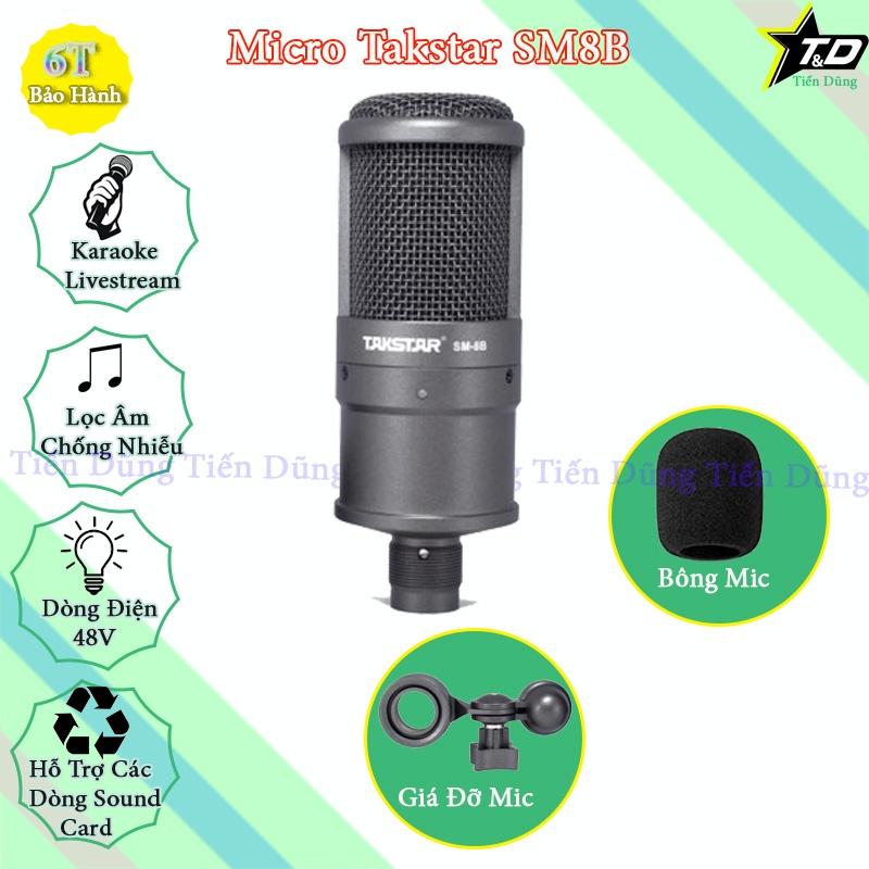 Bộ Mic Thu Âm Livestream Takstar SM8B Và Sound Card Focusrite Scarlett Solo Gen 3 Chân Đế dây live stream Dây Mic 3m