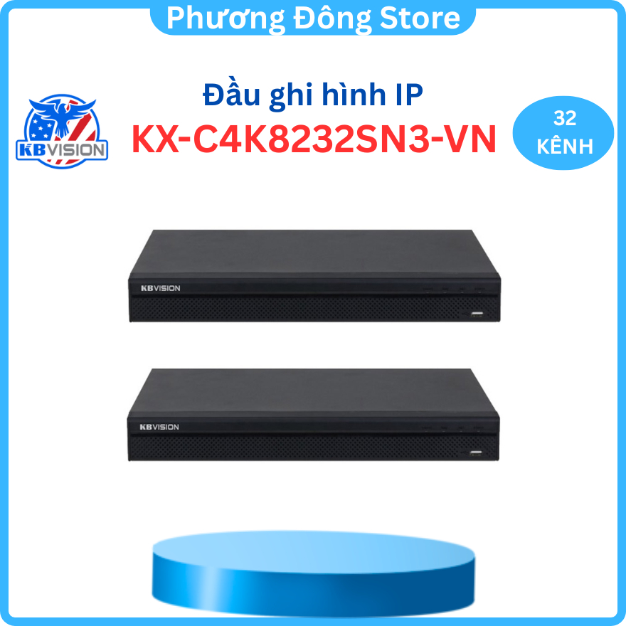 Đầu ghi hình IP 32 kênh KBVISION KX-C4K8232SN3 Hỗ trợ 2 ổ cứng, chuẩn tương thích ONVIF - Hàng chính hãng