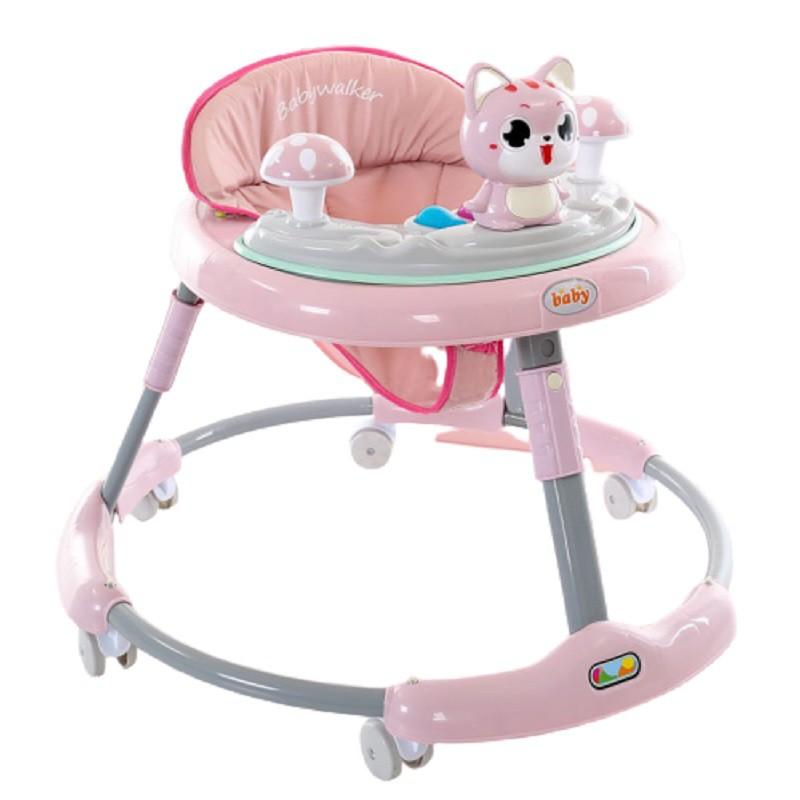 Xe tròn tập đi cho bé BABY hình mèo cho bé chỉnh cao thấp, có nhạc (Xanh nhạt-Xanh đậm-Hồng)