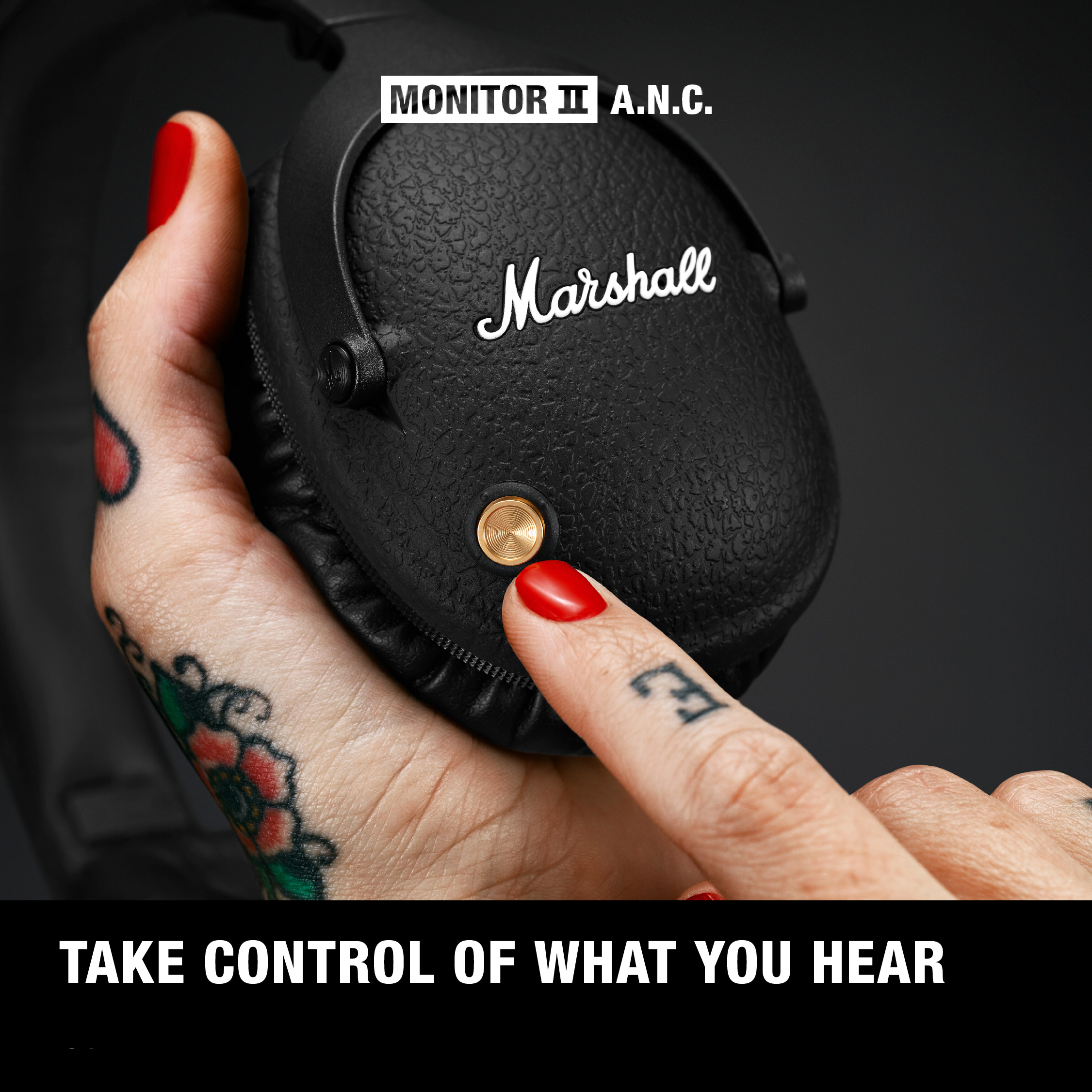 [Hàng chính hãng] Tai nghe Bluetooth Marshall Monitor II ANC - 30 hours battery life (Đen)