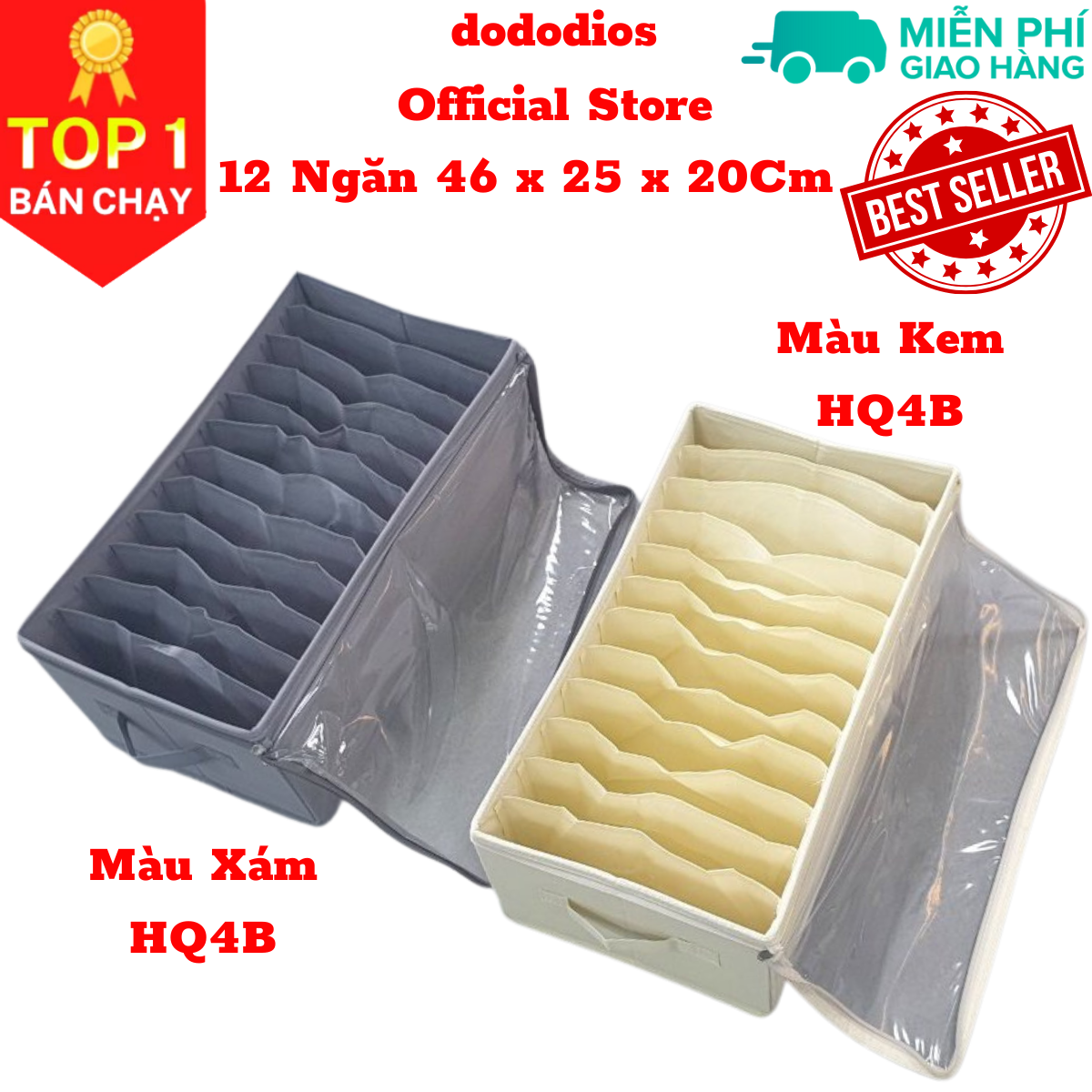 Combo2 Hộp vải chia 7, 9, 11, 12 ngăn đựng quần áo đồ lót đa năng túi đựng quần jean áo len thun thu đông gấp gọn tiện lợi