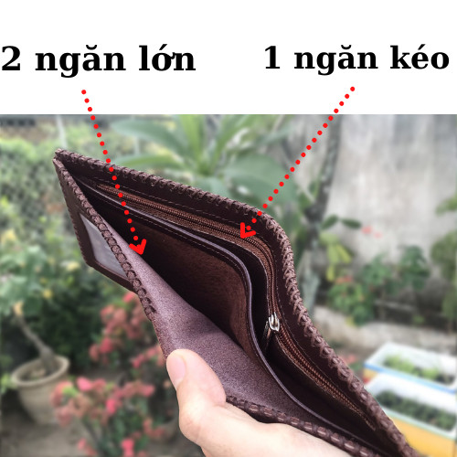 Ví da bò , ví da nam da bò thật 100%, đựng thẻ xe và các giấy tờ mới và cũ, màu đen NXD01