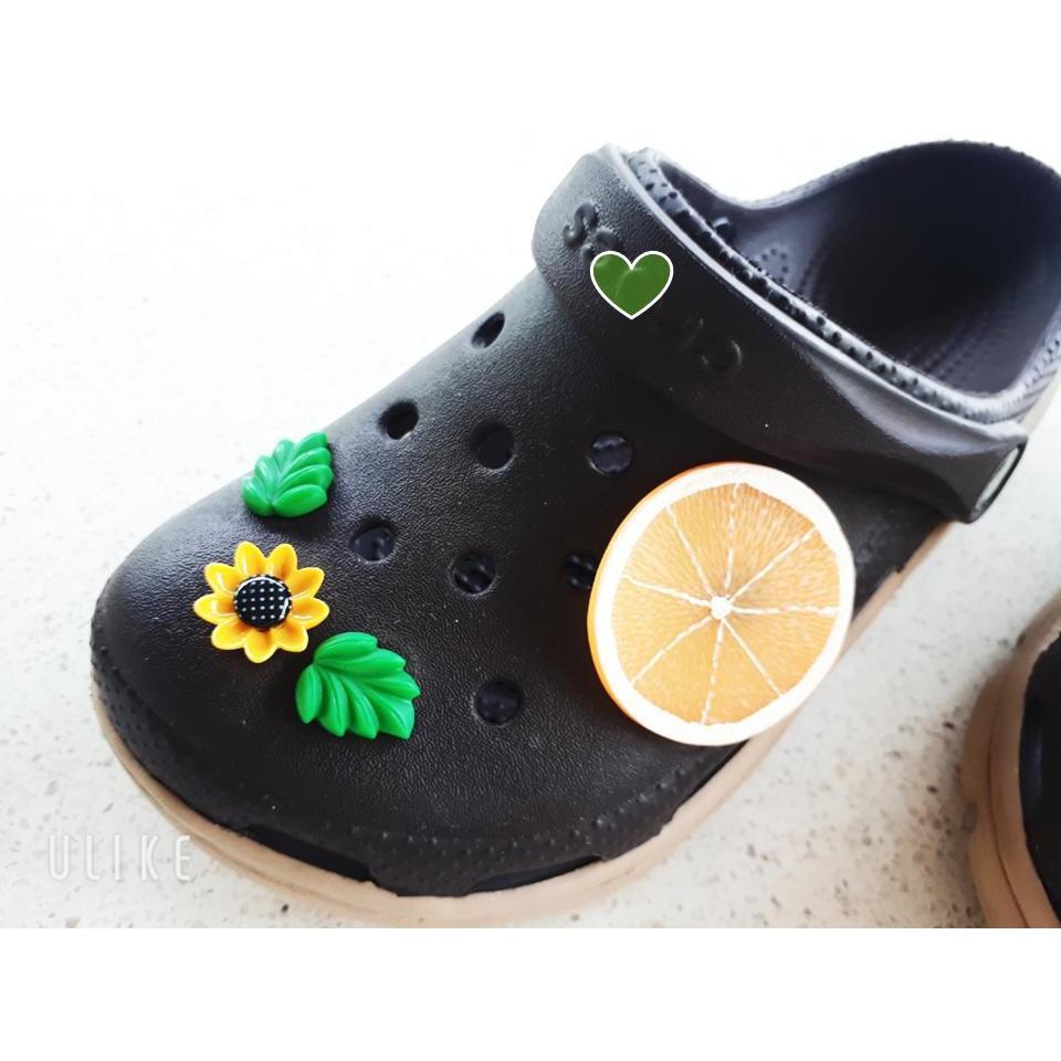 Sticker 3D đá Lát cam, chanh, kiwi, dâu lớn - Nút gắn dép cá sấu