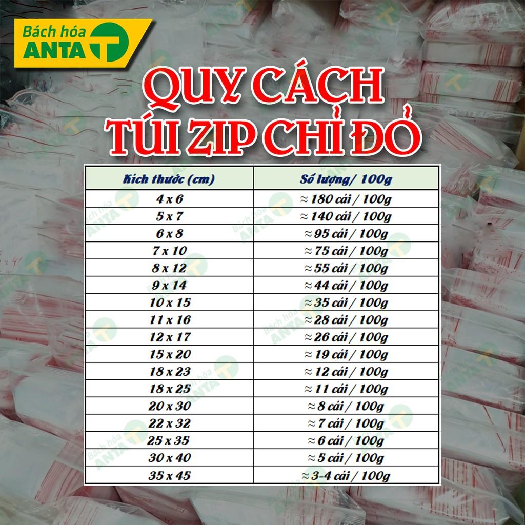 Túi zip chỉ đỏ loại dày đẹp - 200g - Ấn vào chọn size - (bịch PE vuốt mép đựng phụ kiện, gia vị, thực phẩm, thuốc tây)