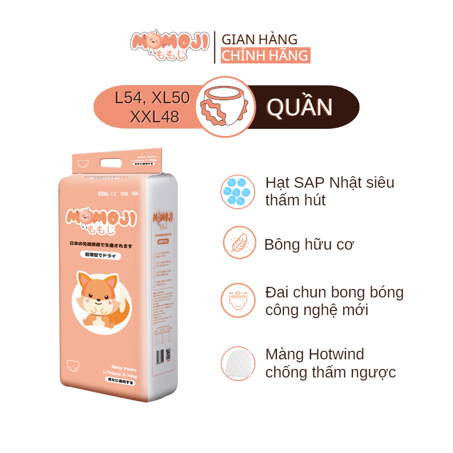 Tã Bỉm Quần Momoji Siêu thấm hút XL50