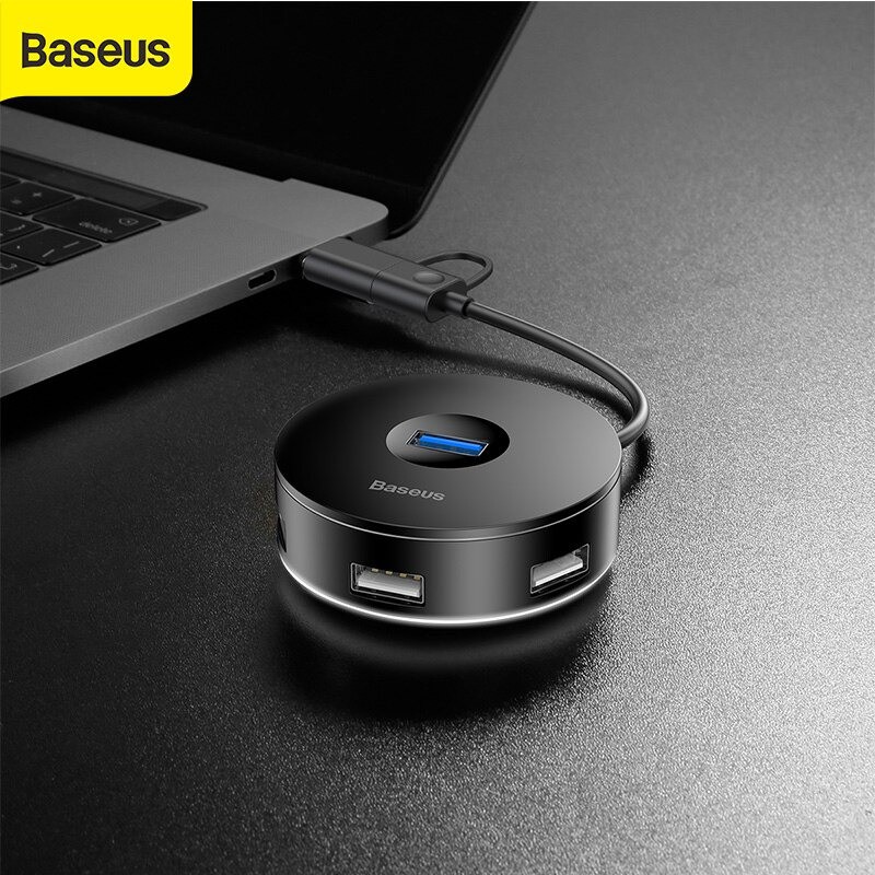 Bộ Chuyển Đổi Baseus Round Box HUB Adapter Type-C Hoặc USB3.0 To USB3.0*1 + USB2.0*3 - Hàng Chính Hãng