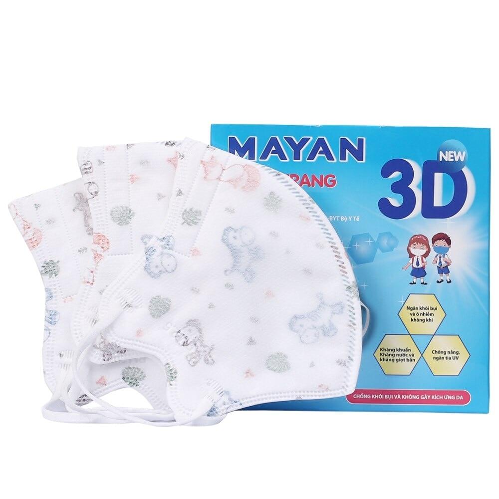 Khẩu Trang Mayan 3D Cho Trẻ Em Bảo Vệ Gấp 4 Lần Freesize 10 Chiếc/Hộp