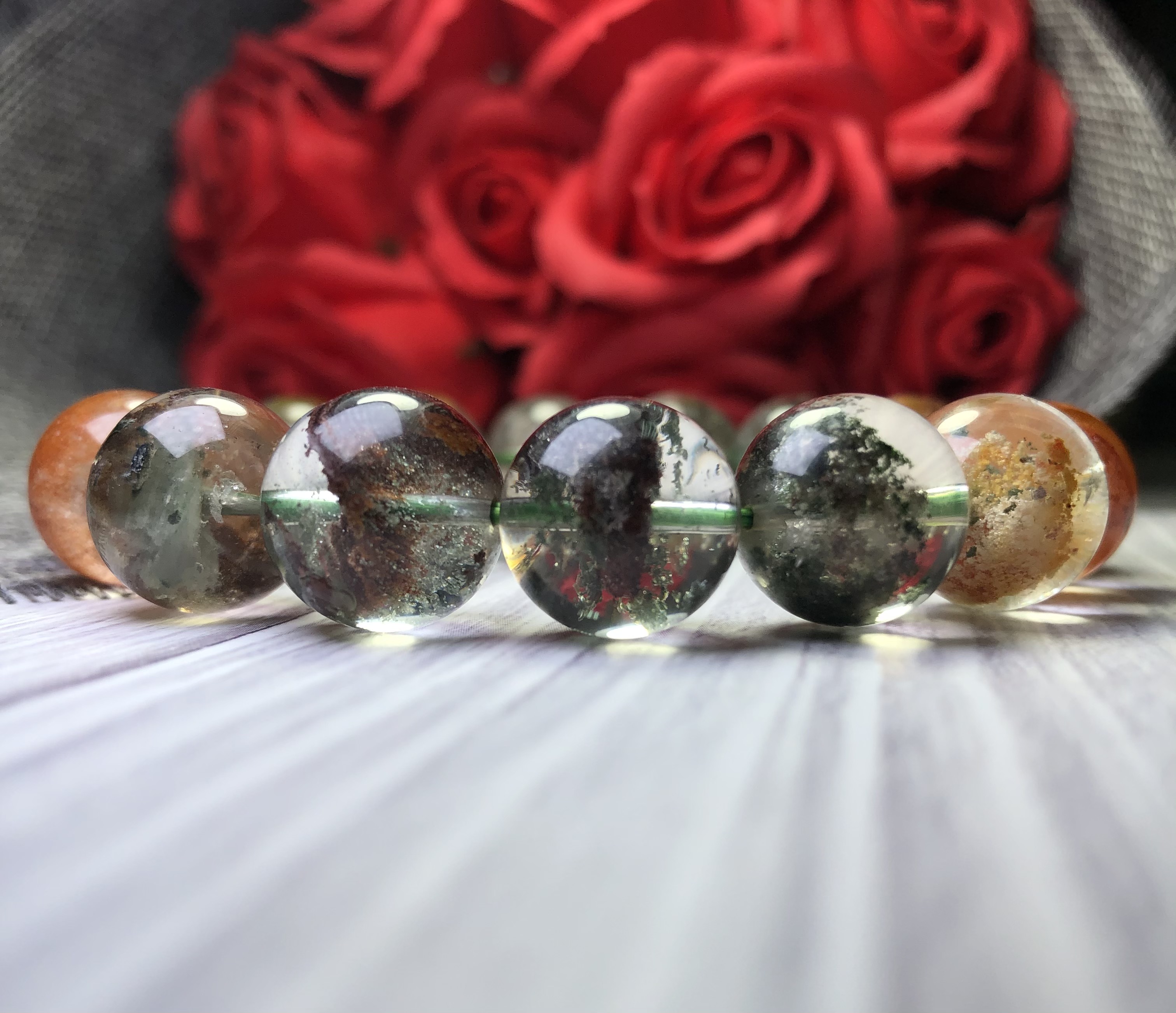 Vòng tay Thạch Anh Ưu Linh hoa 14mm cao cấp chuẩn 6A