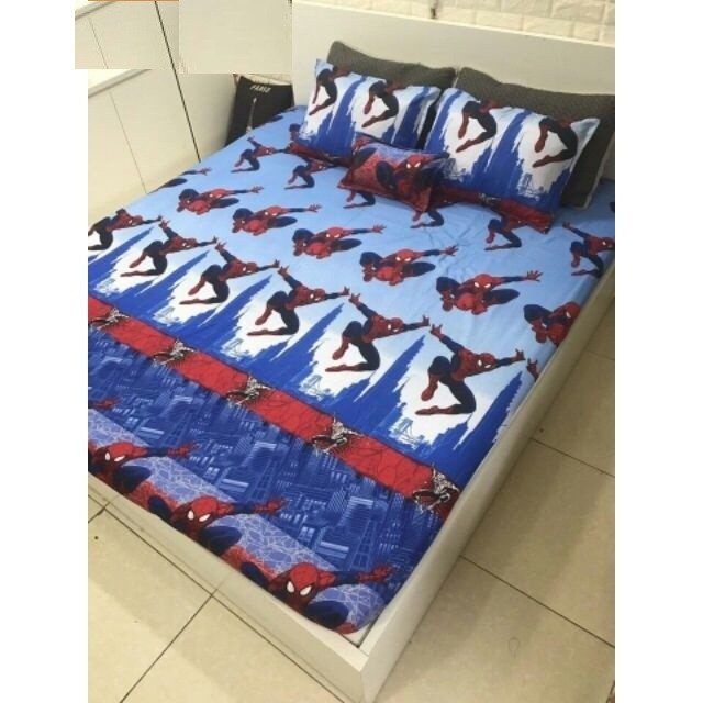 Set 3 món ga gối Poly cotton PL2 Người nhện + Tặng 1 vỏ gối ôm