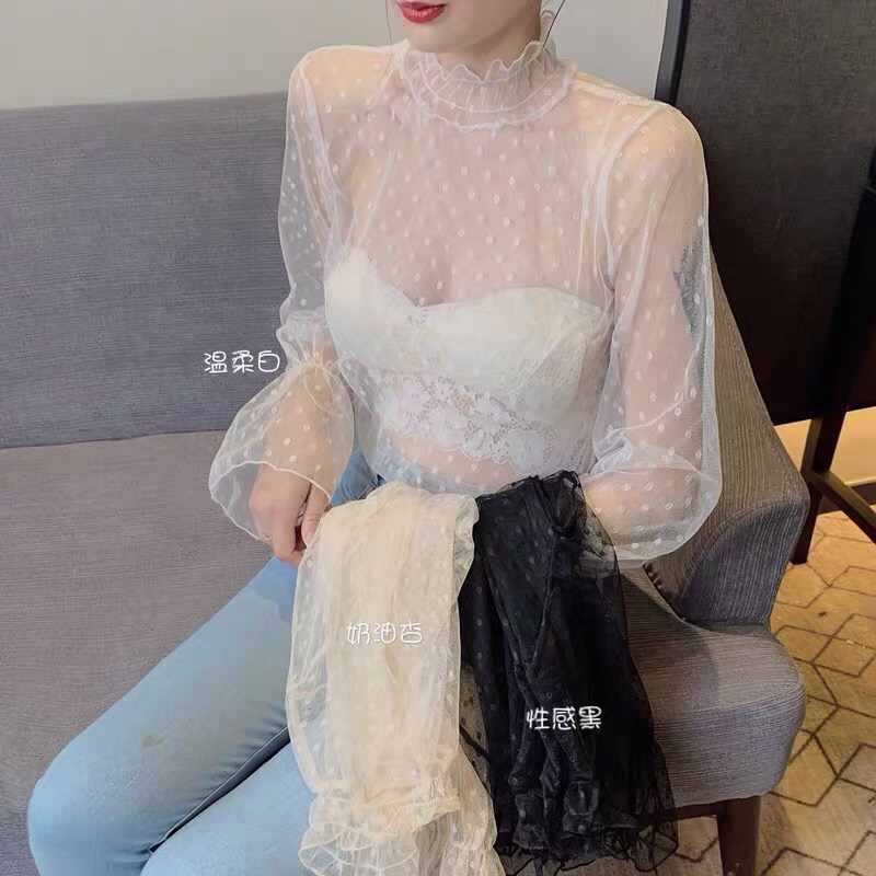 Áo ren mỏng kiểu ulzzang hàn quốc - áo ren mặc trong