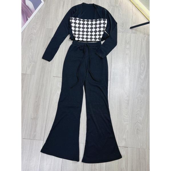 Set áo 3 món caro quần loe