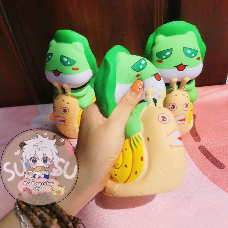 Đồ chơi Squishy bóp mềm Ếch Cưỡi Ốc Sên giảm stress