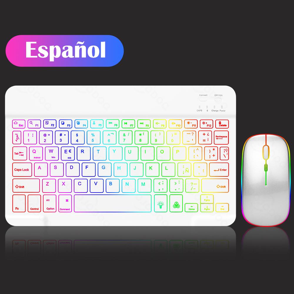 Backlit 10 inch cho bàn phím và bàn phím bluetooth có đèn nền cho chuột cho bàn phím và chuột không dây windows android iOS