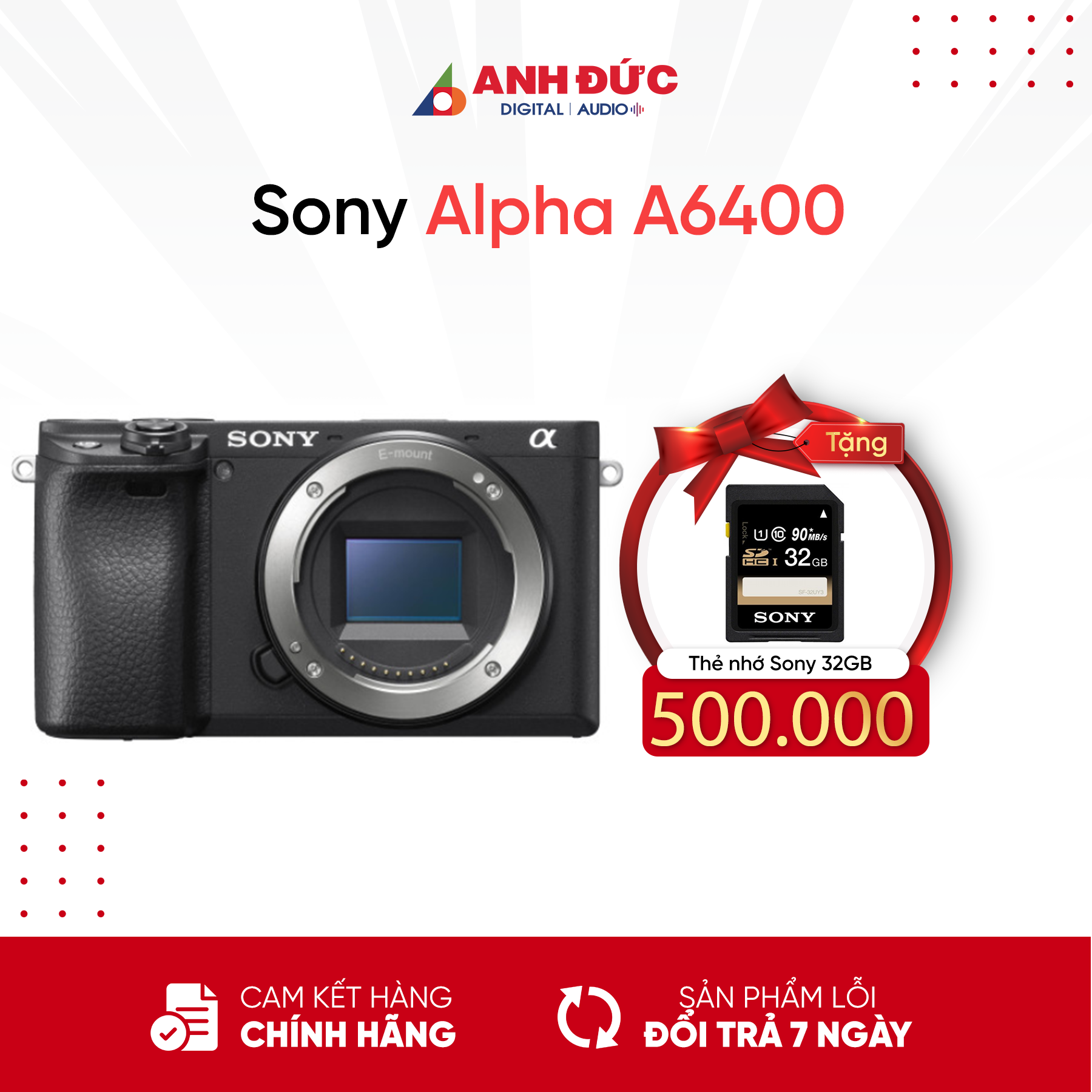 Hình ảnh Máy Ảnh Sony Alpha A6400 (Body/Lens E PZ 16-50mm) - Hàng Chính Hãng