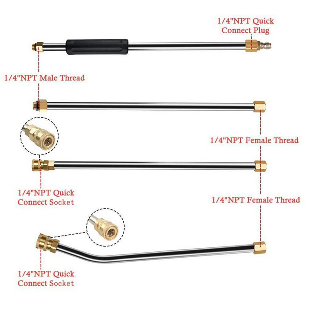 6pc/set Steel 1/4 Quick Connect Rod Wand for Pressure Washer Machine Parts