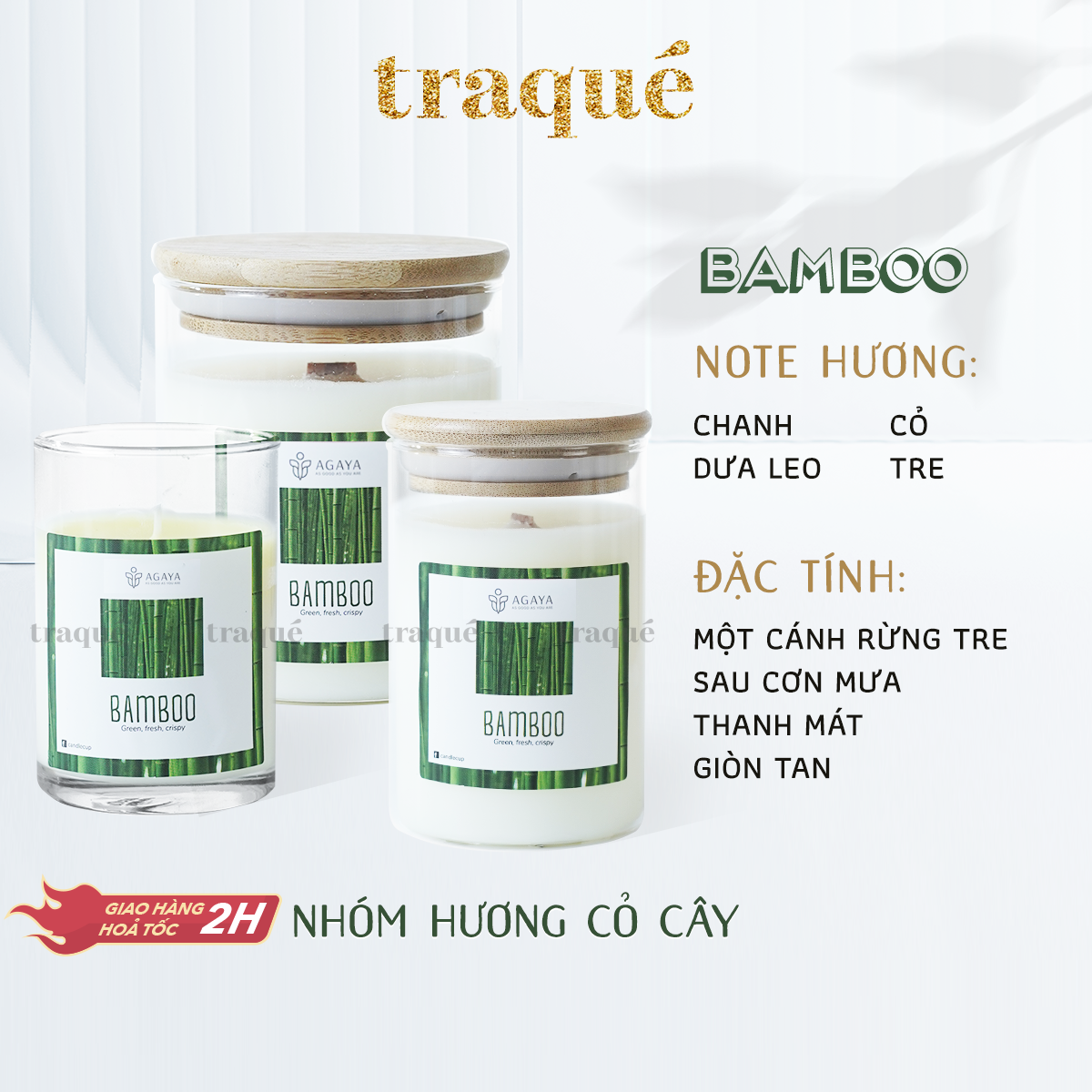 Nến thơm tinh dầu cao cấp không khói an toàn Candle Cup - BAMBOO/HƯƠNG TRE - M - 200G