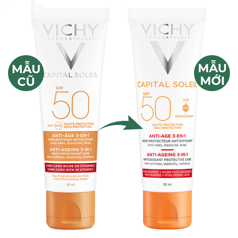 Kem Chống Nắng Vichy Capital Soleil Anti-Ageing 3-In-1 Chống Lão Hóa Và Dưỡng Da SPF50 PA+++ 50ml