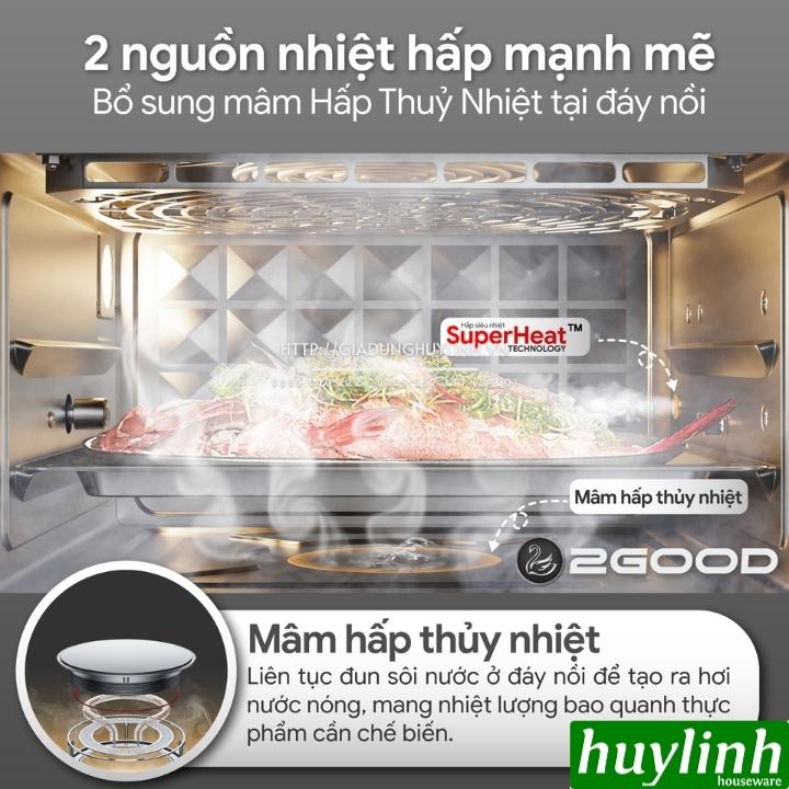 Nồi chiên không dầu hấp hơi nước siêu nhiệt 2Good S100 - Dung tích 20 lít - 1800W - Tặng bao tay chống bỏng - Hàng chính hãng