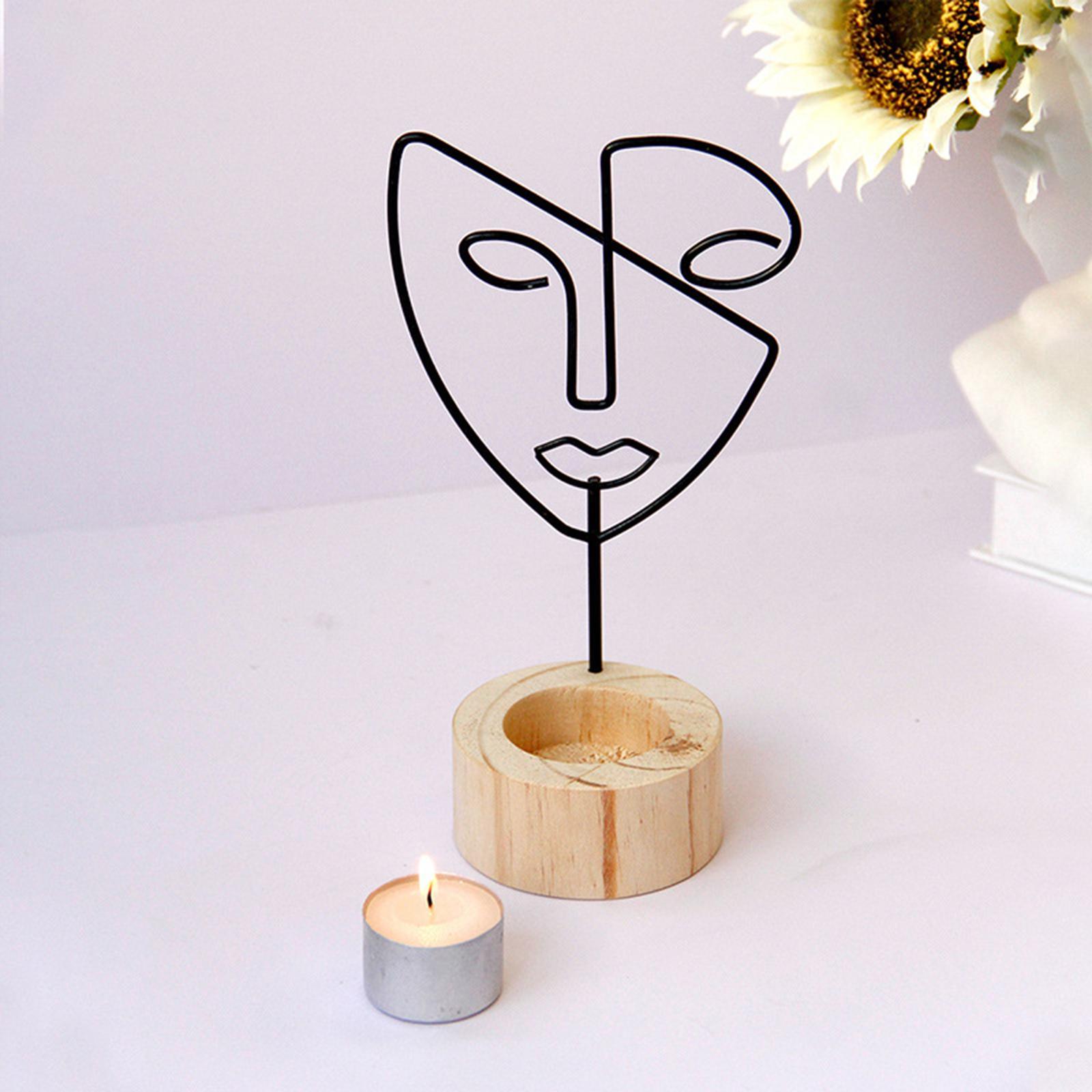 Candlestick Holders Abstract Face Statue Figurines Tealight Candleholder