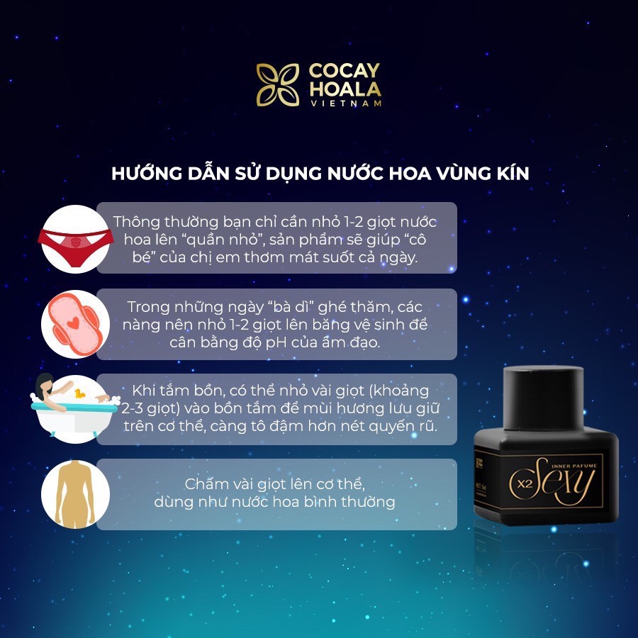 Combo Vùng Kín Thơm Tho Cho Mẹ Bầu &amp; Mẹ Sau Sinh COCAYHOALA gồm 1 Dung dịch vệ sinh X2 Nano Nghệ 150ml và 1 Nước hoa vùng kín Sexy 5ml