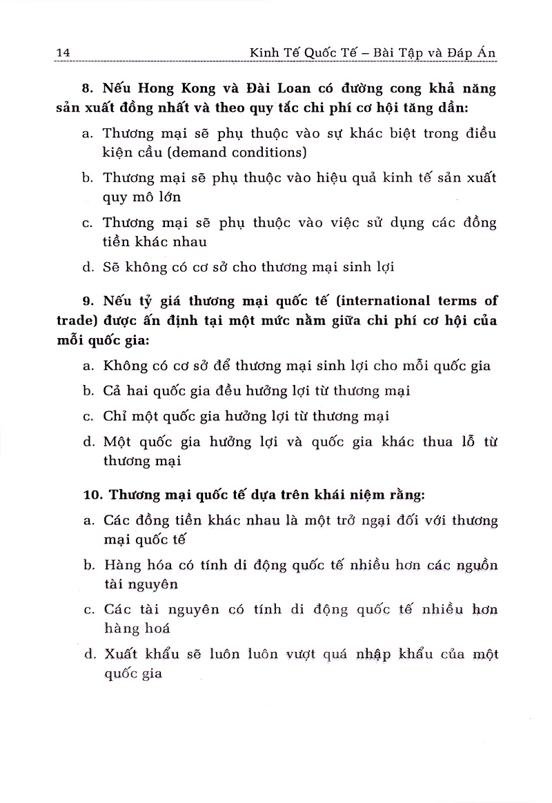 Kinh Tế Quốc Tế - Bài Tập Và Đáp Án - International Economics - Problems And Solutions _KT