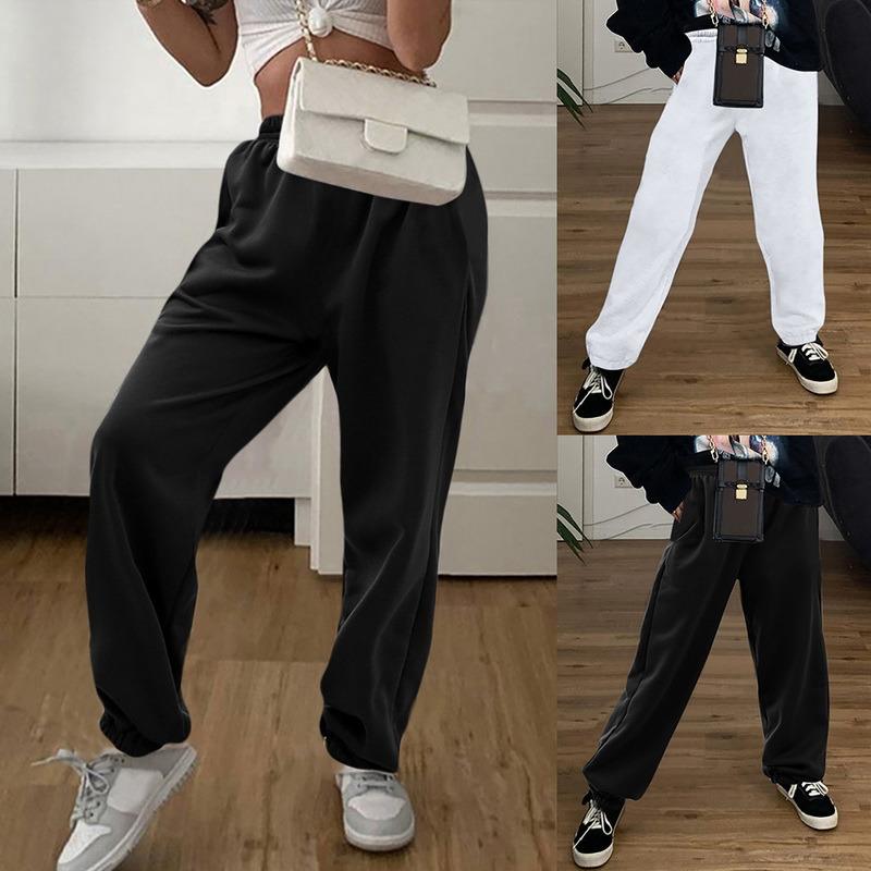 2022 Sweatpant Phụ nữ Thùng rộng Thùng Xám Quần Thể thao Chân tay rộng bộ đồ ăn cổ cao Color: Thin pink Size: S