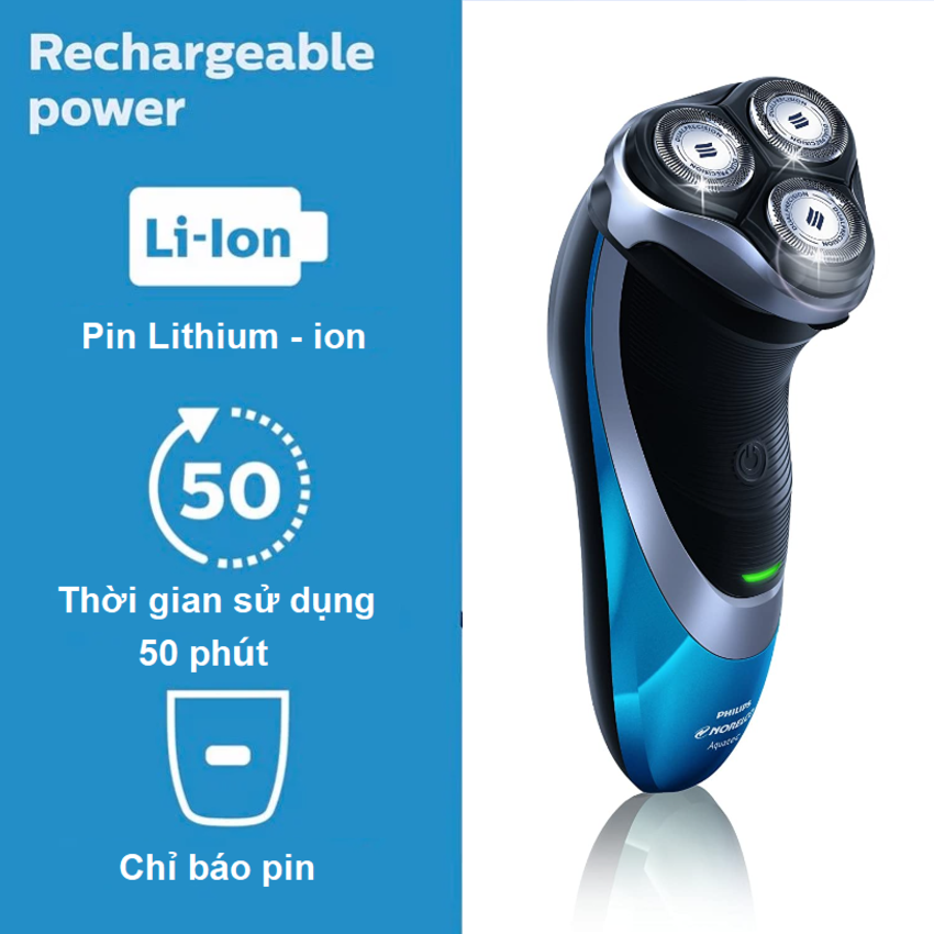 Máy cạo râu khô và ướt cao cấp Philips Norelco Aquatec Shaver AT810/41 AT811/41 hệ thống lưỡi kép Super Lift&amp;Cut - Hàng Chính Hãng