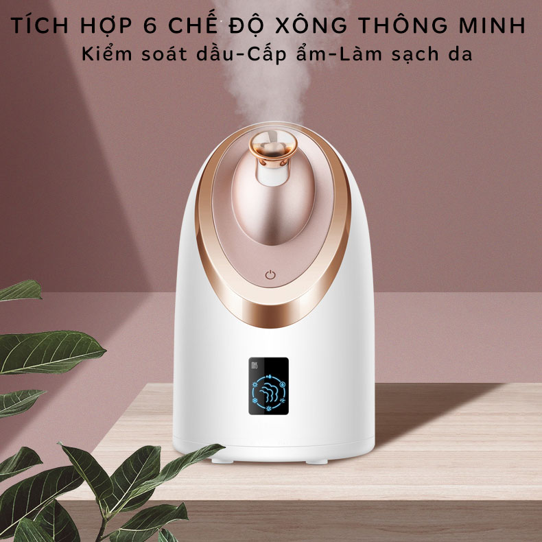 Máy Xông Hơi Mặt Nóng Lạnh Thông Minh Cao Cấp-6 chế độ xông, công nghệ xông nano ion