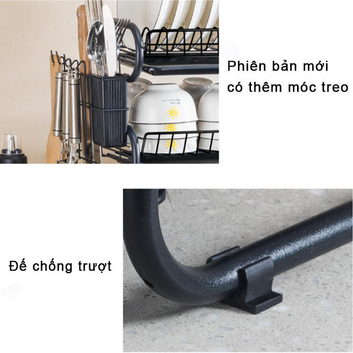 Giá úp bát đĩa 3 tầng thép carbon đen phủ nano chống gỉ