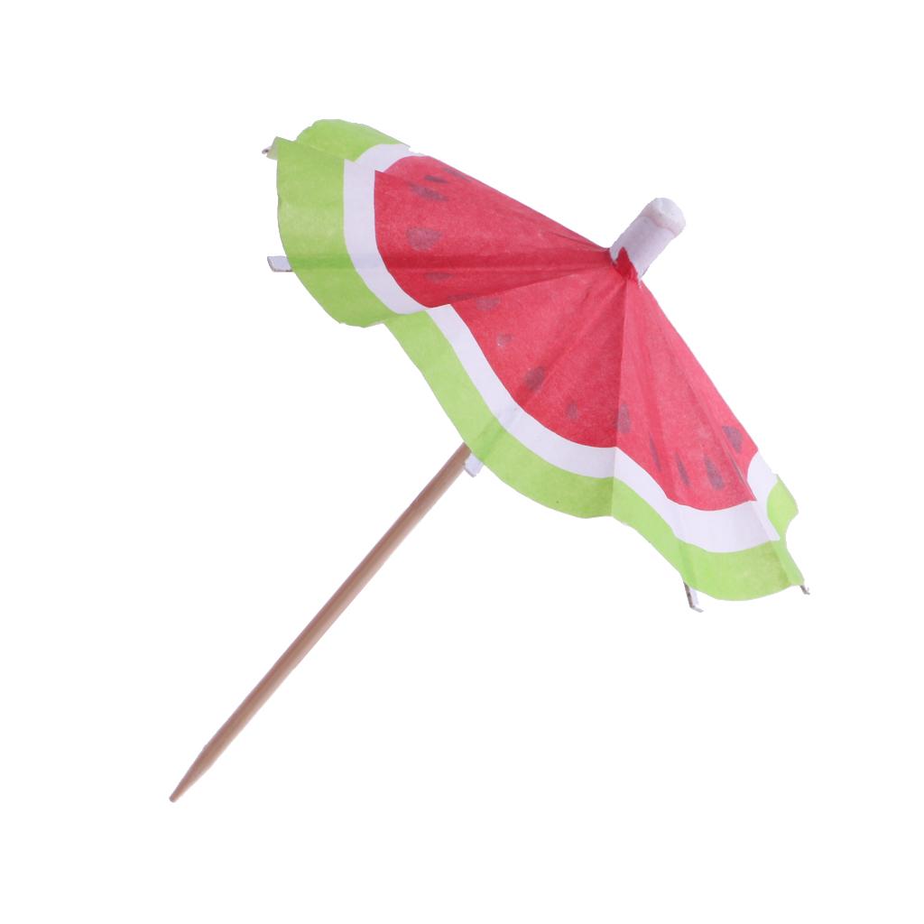 2x140 Pieces Hawaiian Watermelon Umbrella Cocktail Sticks Picks Party Supplies
