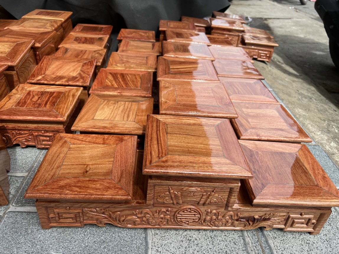 Đế tam sơn gỗ hương, tam cấp gỗ, bục tam cấp nhiều cỡ mặt