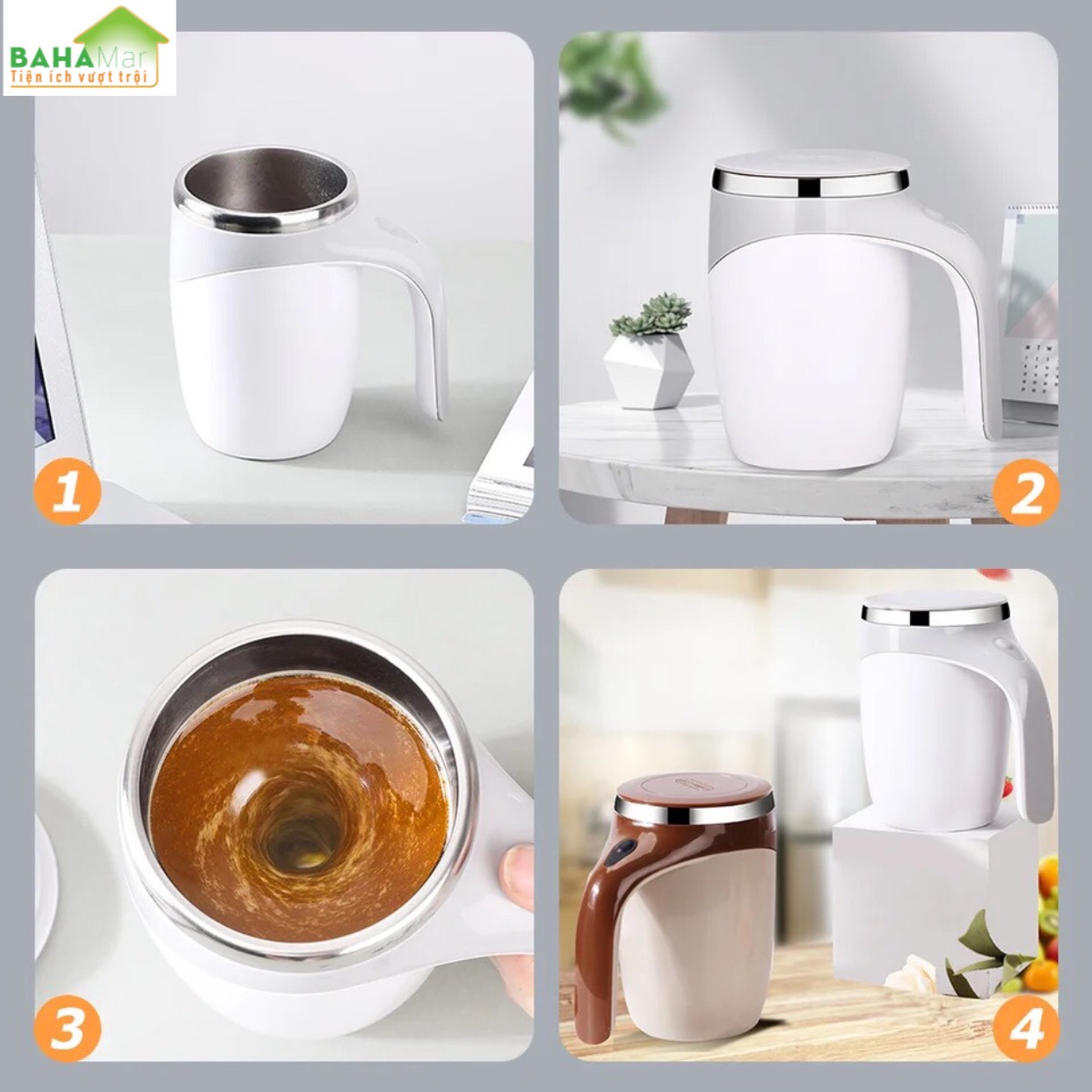 CỐC TỰ KHUẤY XOAY TỪ TÍNH BẰNG THÉP KHÔNG GỈ CHỊU NHIỆT TỐT "BAHAMAR" Sử dụng công nghệ đen thông minh Pha trộn đồ uống nhanh chóng mà không cần lắc hoặc khuấy