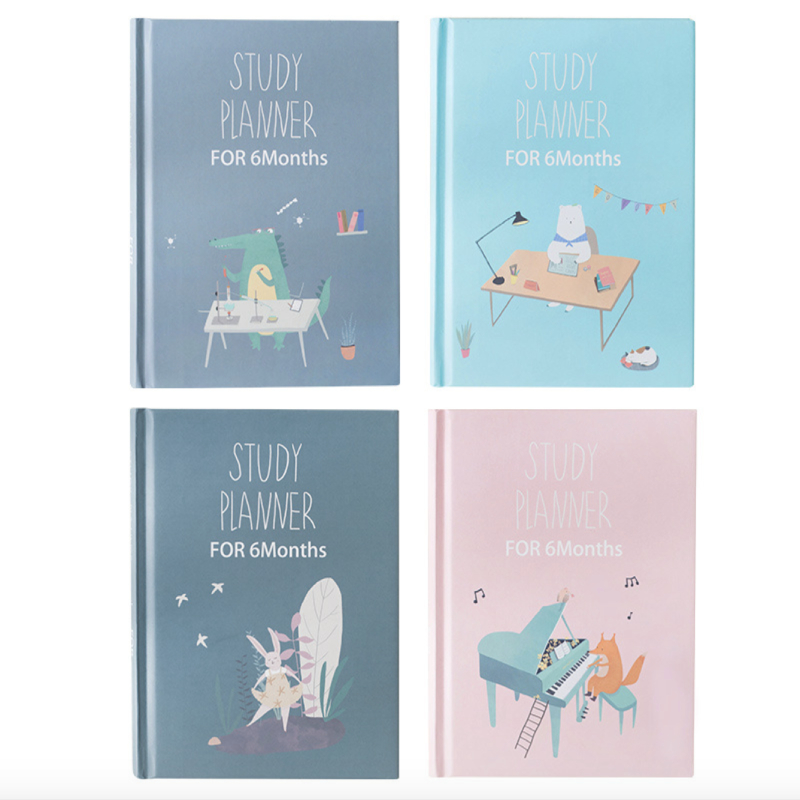 Sổ tay Study Planner họa tiết cartoon bìa cứng A5 130 trang 13x18cm - 1 cuốn - hình ngẫu nhiên