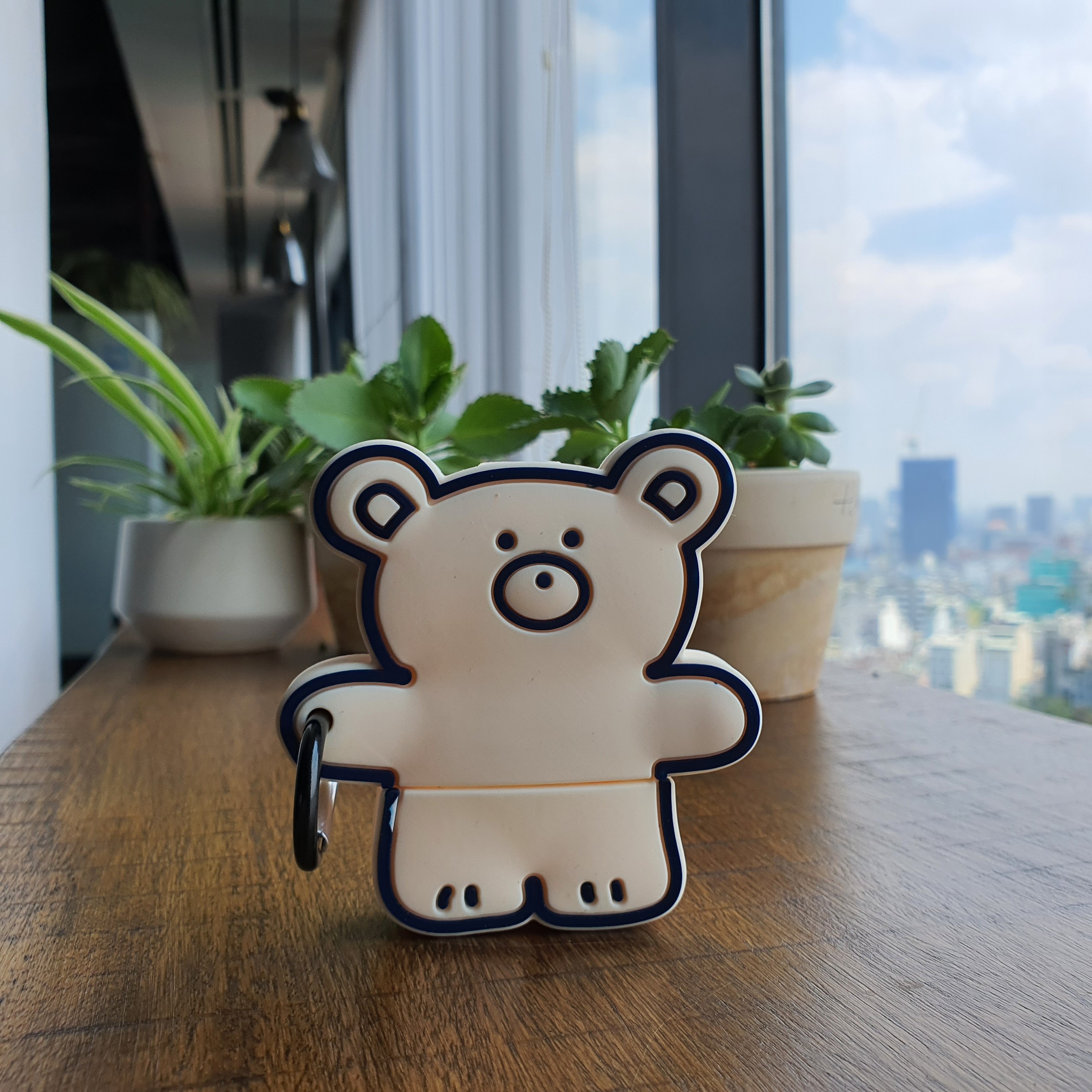 Bao Case Silicon Cho Tai Nghe Apple AirPods 1 / AirPods 2 - Hình Gấu Màu Be