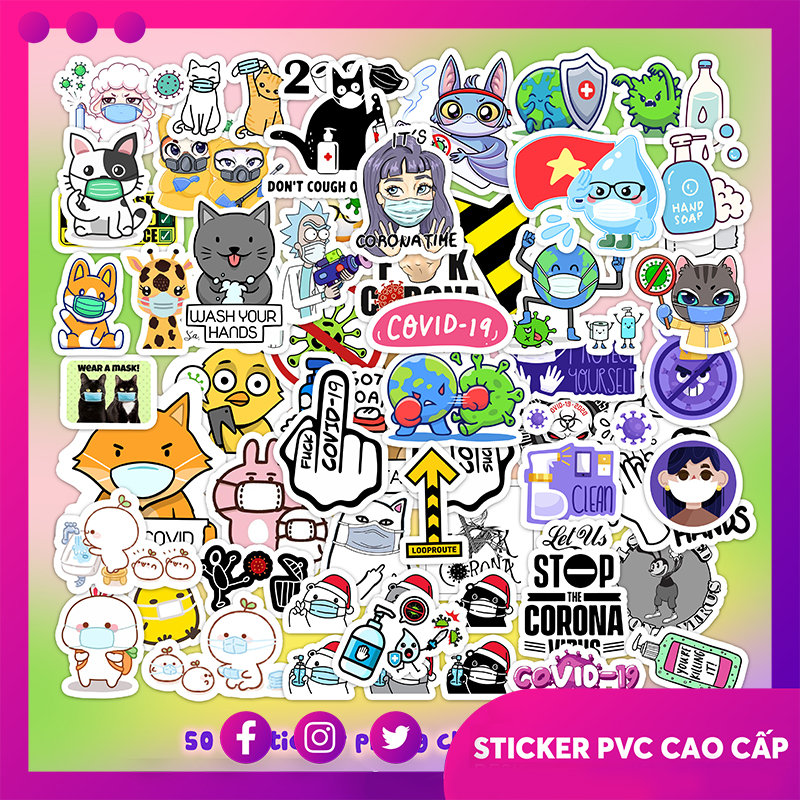 Set Sticker  50 Hình Phòng Chống CôVi