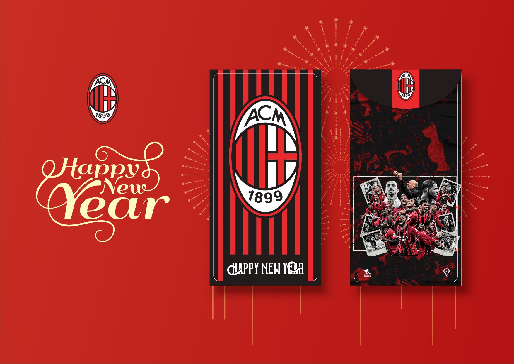 COMBO 10 Bao Lì Xì Năm Mới 2024 Giáp Thìn (FC AC MILAN) 8X16cm – Đẹp - Ý Nghĩa