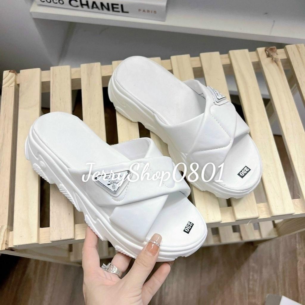 Dép nữ đế xuồng CAO 4CM QUAI CHÉO DA MỀM GẮN TAG trend