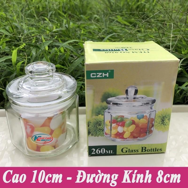 lọ thủy tinh hình trụ có giăng kín đựng gia vị các loại hạt đa năng