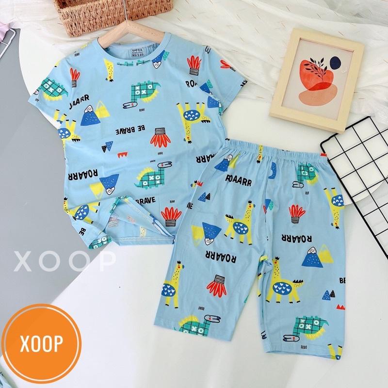 Size đại 3 (24-33kg) Bộ cộc xuất hàn in tràn chất cotton lạnh hàng quảng châu cho bé