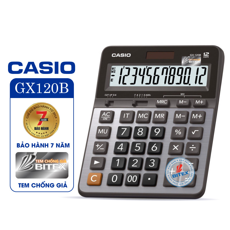 Máy tính Casio GX-120B, Bảo hành 7 năm - Hàng chính hãng Bitex