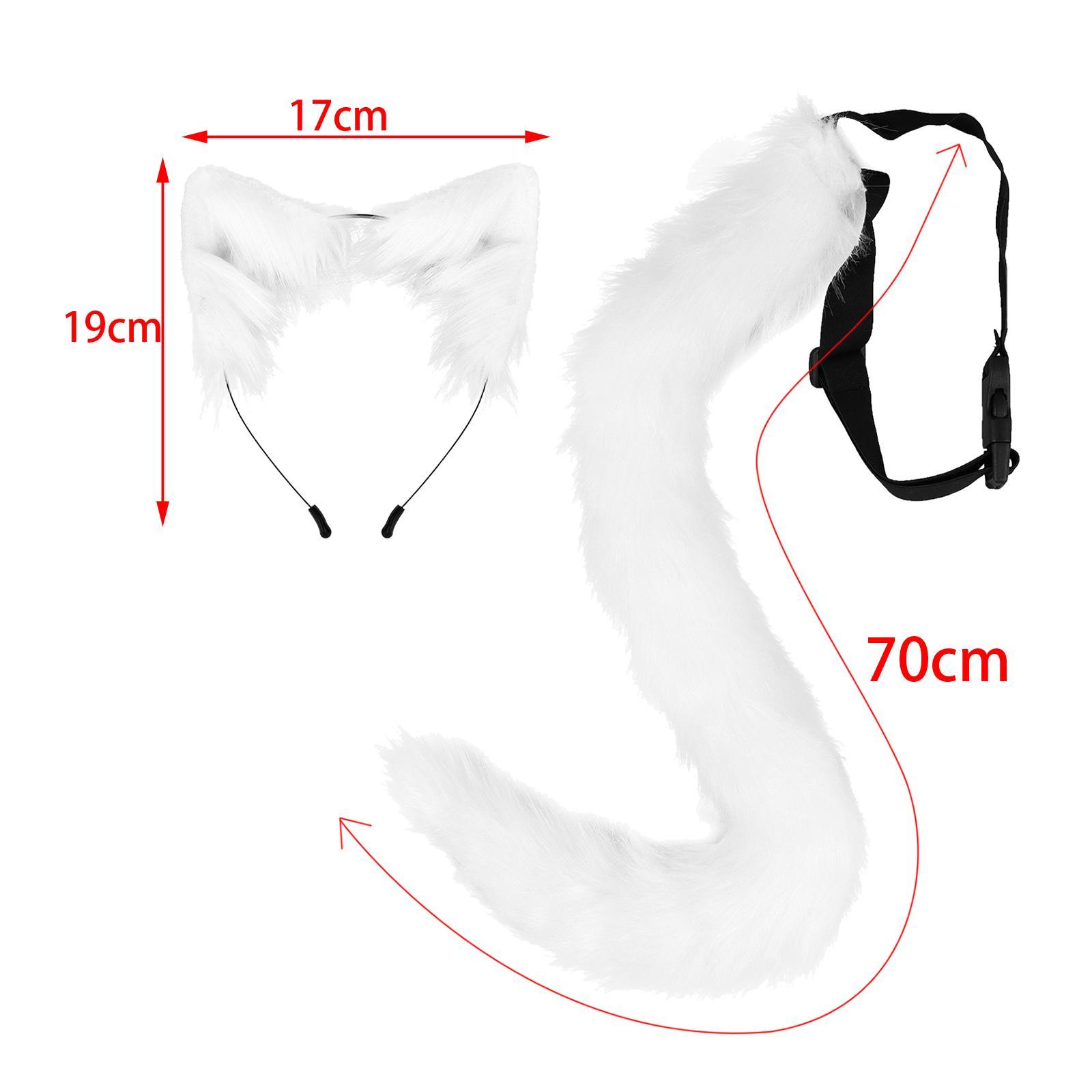 Faux  Ears and Tail Set Ear Headband Gift Animal Themed Parties Photo Props Animals Ears and Tail Cosplay Costume for Graduation Ceremony