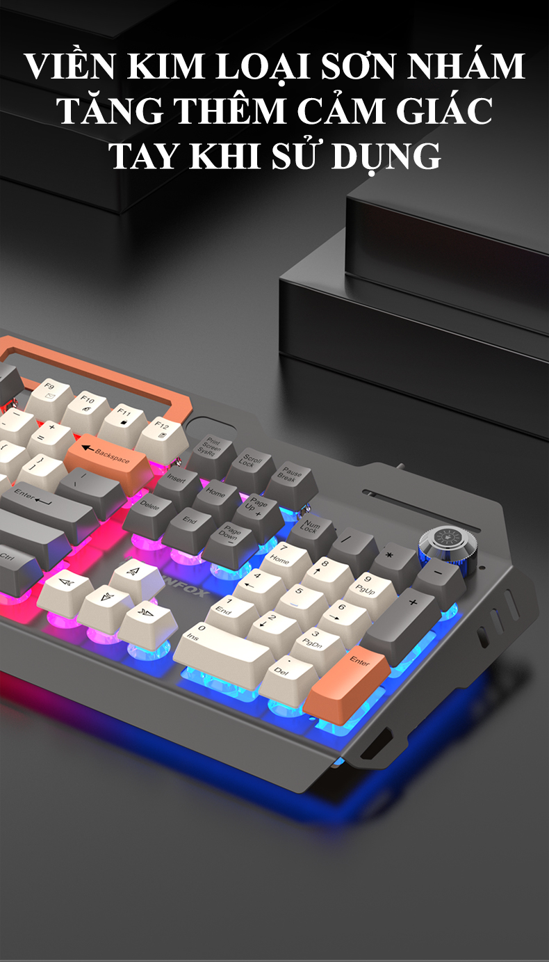 Bàn phím giả cơ chuyên game XUNFOX K90 có đèn led 7 màu chớp nháy cực đẹp kèm theo khay đựng điện thoại tiện lợi - Hàng Chính Hãng