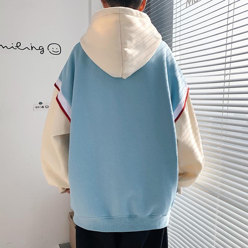 Áo Hoodie Giả Hai Lớp Dáng Rộng Phong Cách Hàn Quốc Thời Trang Xuân Thu Cho Nam