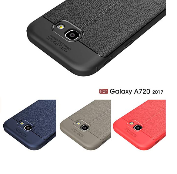 Ốp lưng Silicon Auto Focus giả da, chống sốc dành cho Samsung A7 2017 - Hàng Chính Hãng