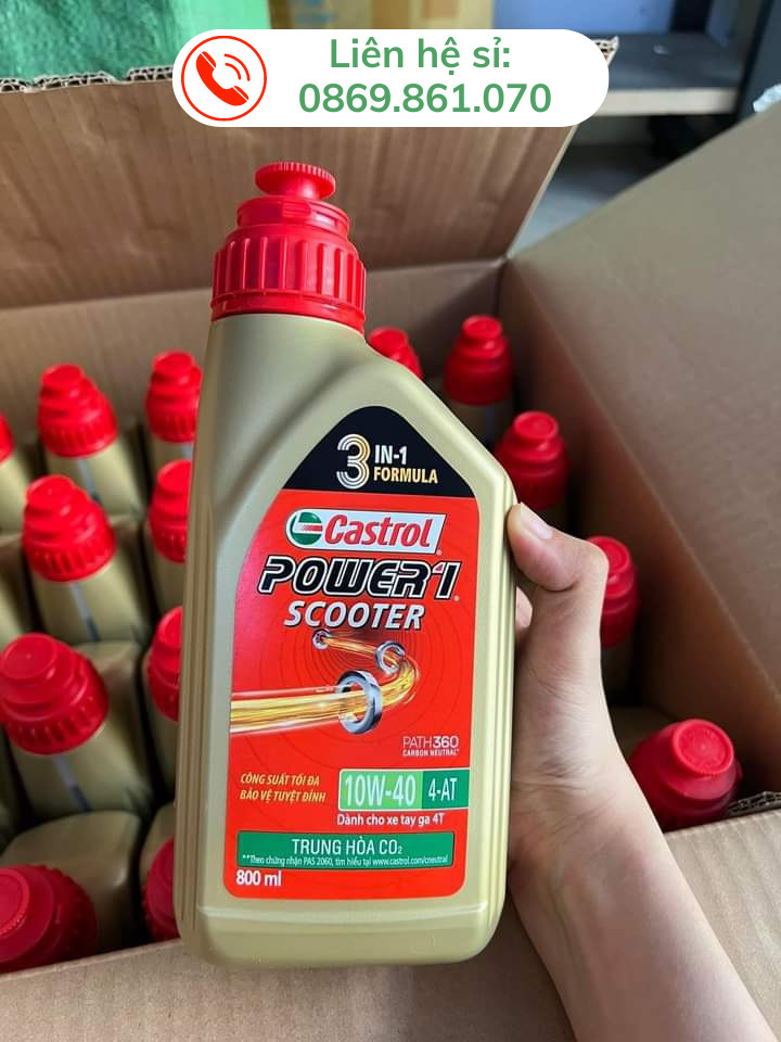 Nhớt xe máy, nhớt Castrol xe tay ga CASTROL POWER1 SCOOTER 10W40 800ml