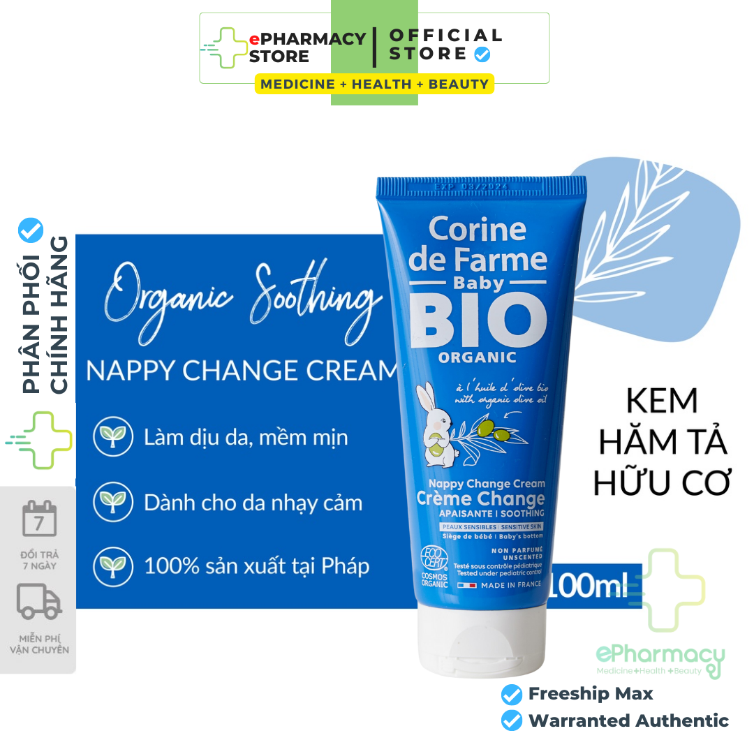 Kem Hăm Tã Cho Bé Corine De Farme Organic Soothing Nappy Change Cream Dưỡng Ẩm 100ml