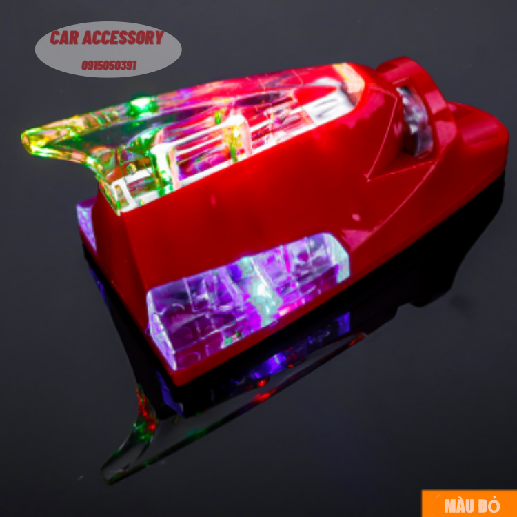 Ăng ten ô tô vây cá mập có đèn LED chạy năng lượng gió trang trí nhiều màu